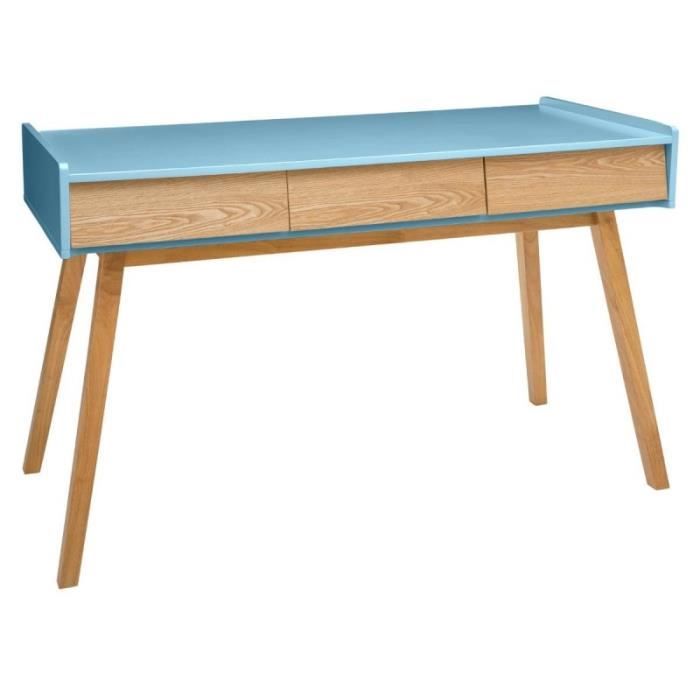 console sur pieds bois elva bleu atmosphera - meuble de séjour - scandinave - moderne - 120x55x78 cm