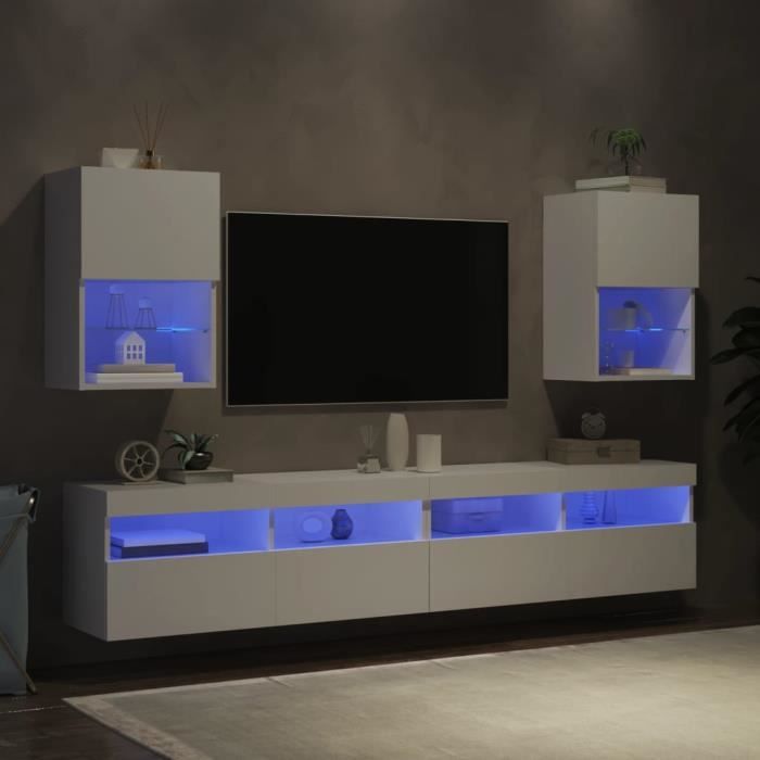 Ensemble Meuble TV 3 Pièces Avec LED – Chêne Fumé – Brun – Neuf