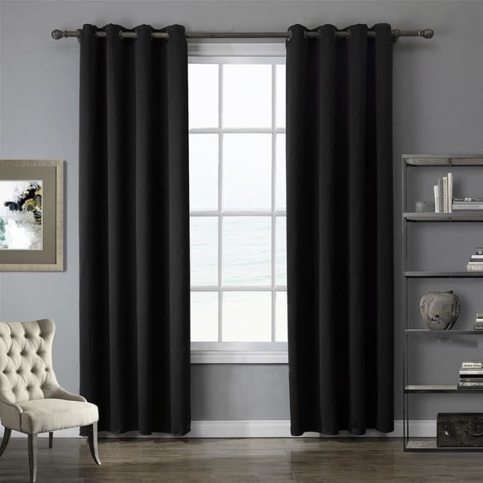 Shang gu Rideaux Occultants Lot de 2 Isolant Thermique Doublure Double Face Panneaux Curtains avec Oeillets pour Petite Fentre Chambre Salle Manger Salon Rideau 135x240cm,Gris fonc/é