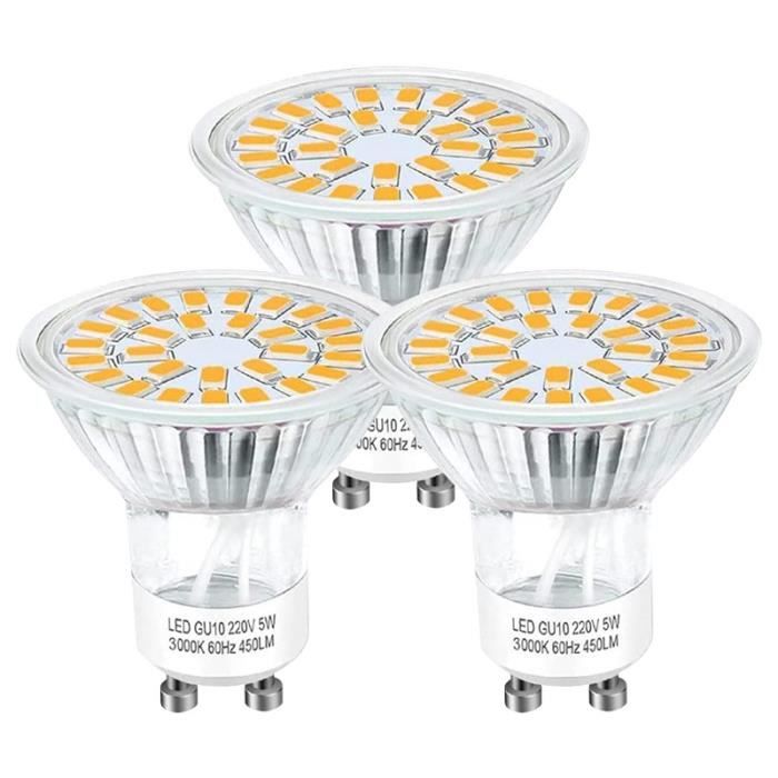 Ampoule LED GU10 Blanc Froid 5W Équivalent à lampe halogène 70W, Lot de