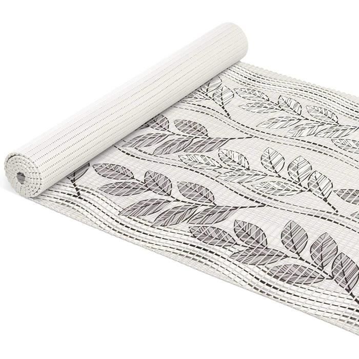Tapis en mousse souple-Antid?�rapant-Motif feuilles-Gris-140x65 cm[1786] - Cdiscount Maison