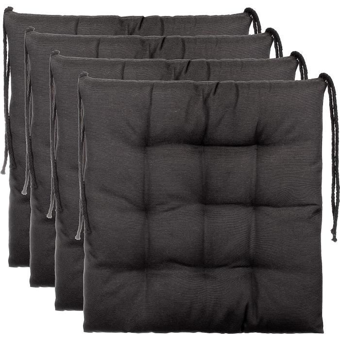 Outsunny Lot De 4 Coussins De Chaise De Jardin 42x42 Cm Blanc Crème Avec Attaches - Confort Extérieur Et Intérieur