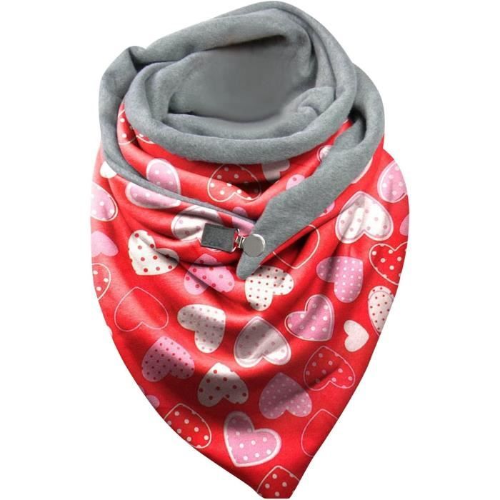 DAMILY Foulard Femme Long Imprimé Coeur - Écharpe Chaude Et Élégante Automne Hiver 180x90cm