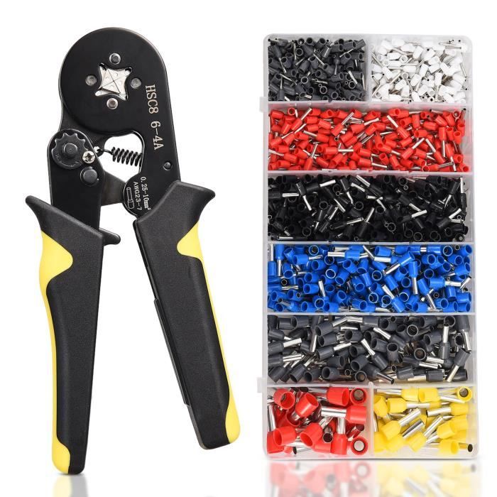 Lot De 40 Cosses à Sertir 1/0 AWG - Or, Trou 3/8", Pour Câble Gros Section, Rouge/noir