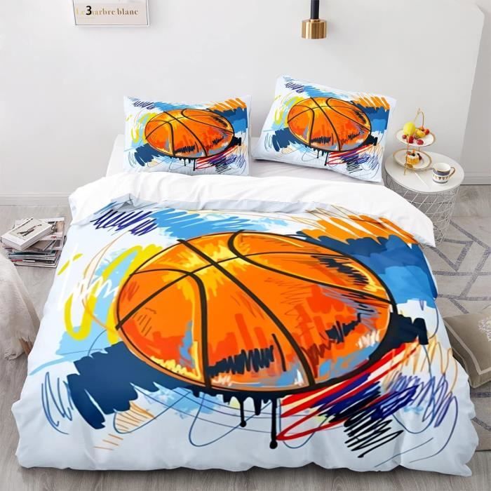 Housse De Couette 1 Personne Garcon 140 X 200 Cm Basket Basketball Lavable  En Machine Parure Lit 1 Personne Fille Microfibr[u32603] - Cdiscount Maison