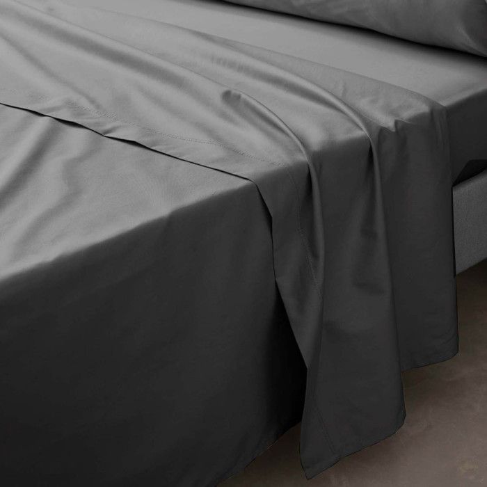 Drap Plat Percaline 240x300cm Gris Acier