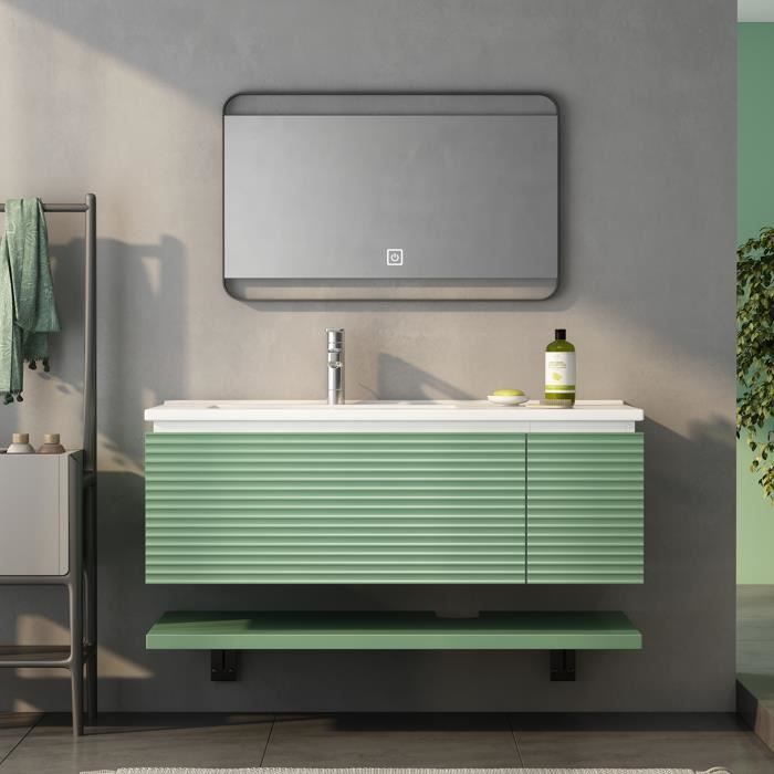 meuble sous - lavabo meuble de salle de bain vasque 90.5 cm - meuble vasque 1 étage et 1 portes coulissantes - vert