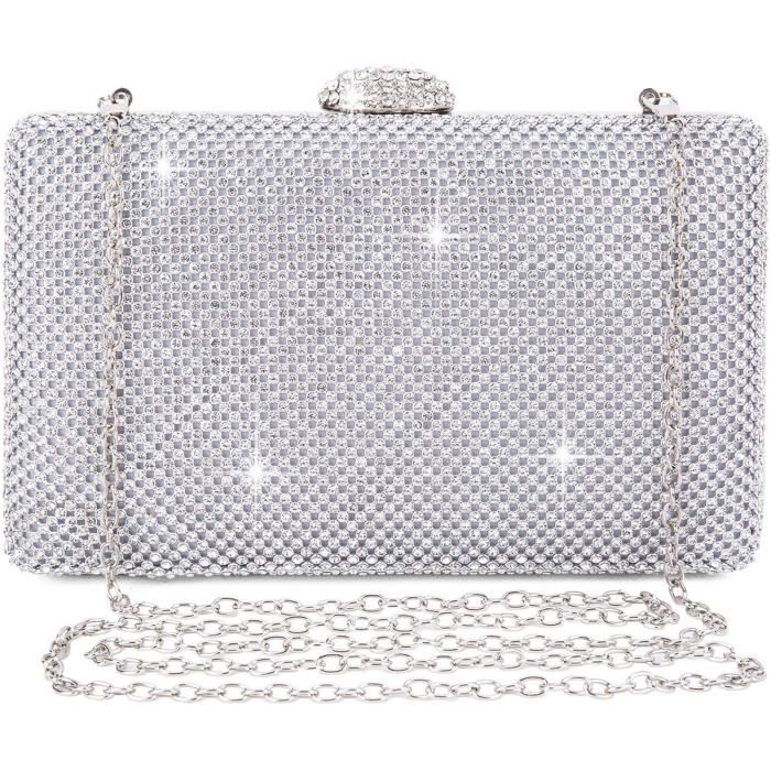 Pochette De Soirée Femme Strass Avec Nœud - Sac à Main Brillant Pour Mariage, Fêtes, événements Spéciaux, Design élégant