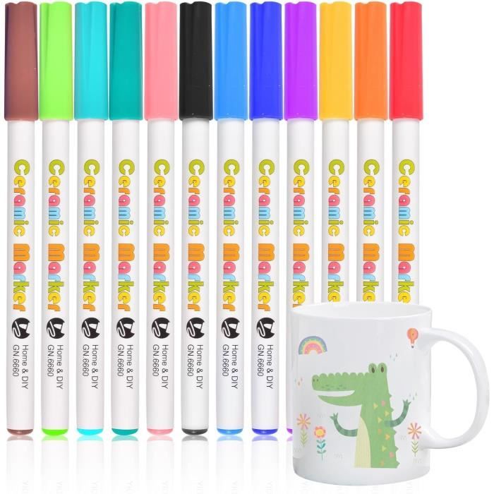 Feutres Acryliques Shadcoler 18 Couleurs - Pointe 0.7mm Imperméable - Pour Pierre, Verre, Bois, Céramique