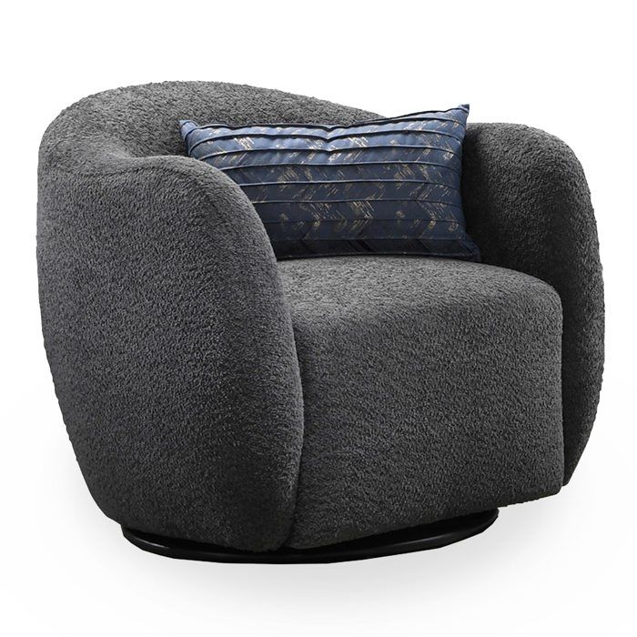 BARCY - Fauteuil cabriolet pivotant effet peau de mouton gris foncé BARCY - Fauteuil cabriolet pivotant effet peau de mouton gris foncé