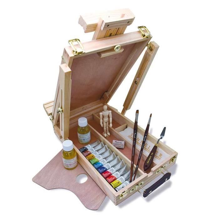 Boîte à outils pliante en bois pour peinture à l'huile, boîte de