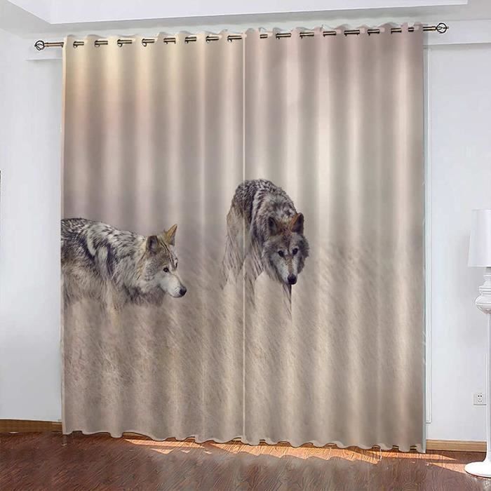 Rideaux Occultant Loup Animal Rideau Salon Roseau Rideaux Chambre
