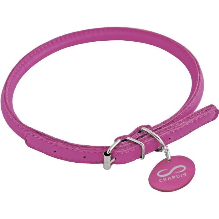 Meilleurs prix pour CHAPUIS SELLERIE Collier réglable rond Glamour pour chien et chat - Cuir rose - ø6 mm - L17-20 cm - Taille XS