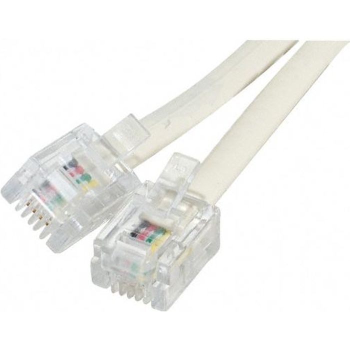 Câble téléphone RJ11 15m beige - Connecteur RJ-11 - mâle - 4 Contacts