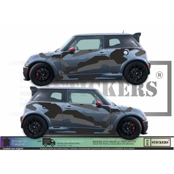 Mini Camo Camouflage R56 r50 NOIR - GRIS - Kit Complet - Tuning Sticker Autocollant Graphic Decals