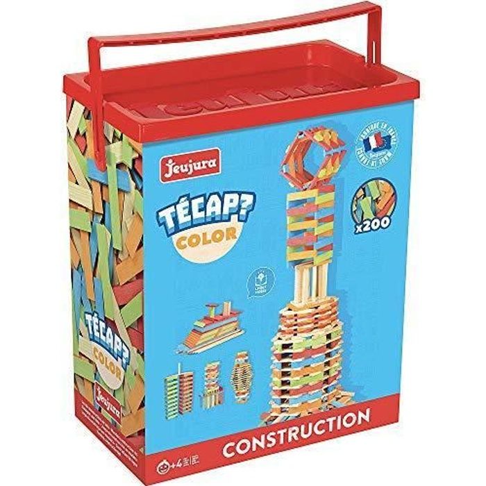 Jeujura - 8334- Jeux de Construction-Tecap Baril de Planchettes Color - 200 Pieces ETS