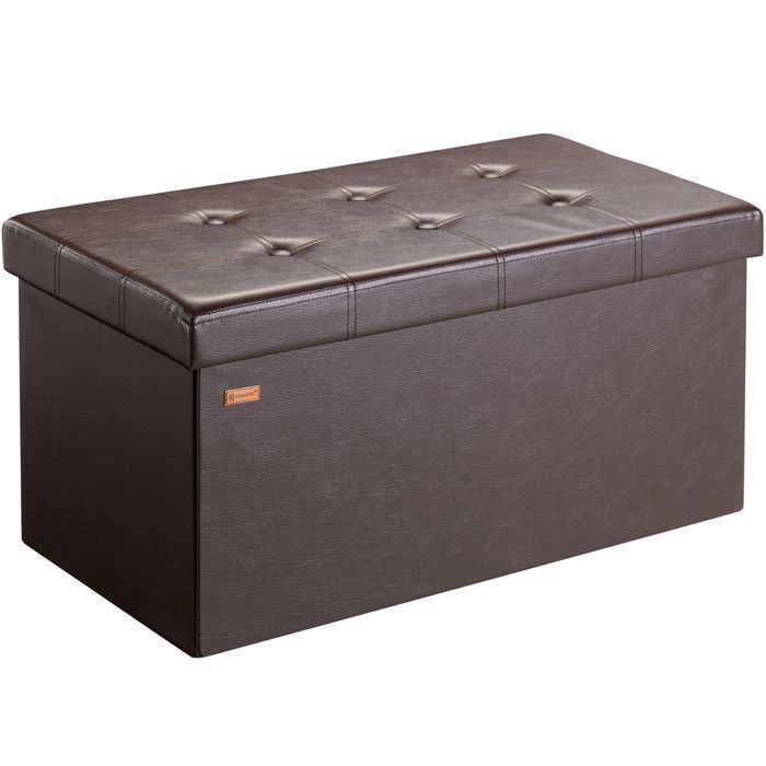 Casaria Banc Coffre De Rangement Pliable 100L Noir 80x40x40 Cm - Siège + Stockage Gain De Place