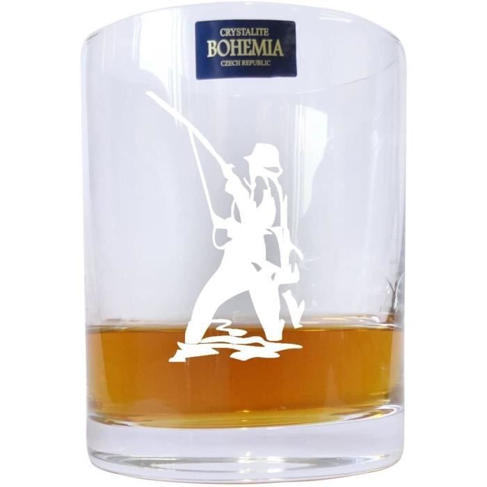 Personnalisé Bohemia Crystal whisky verre Pêcheur Design