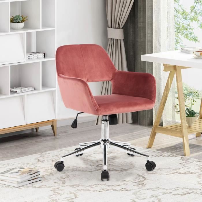 Fauteuil De Bureau Rose Reglable Pivotant Velours Metal Achat Vente Chaise De Bureau Velours Pieds En Metal Soldes Sur Cdiscount Des Le 20 Janvier Cdiscount