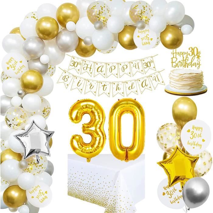 Set 30 Décorations De Fête Danniversaire Silver Confettis Balloon Cake  Topper 30ème Ans Anniversaire Femme Danniversaire Man Deco Anniversaire  G0927 Du 28,54 €