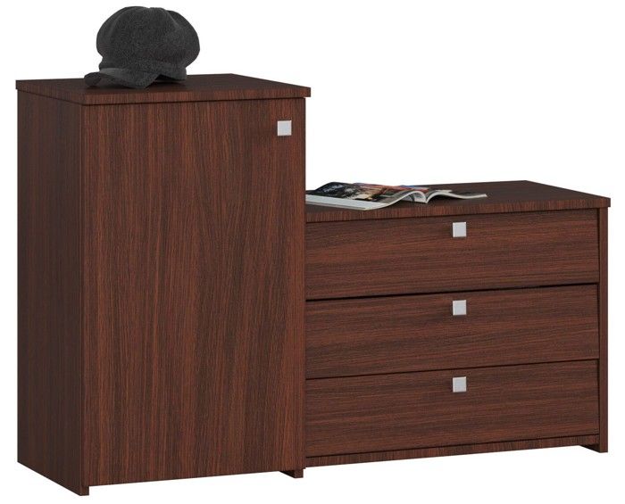 Meuble à chaussures AKORD S16 Wengé 98 4 cm 4 portes façade Wengé 5 étagères 98 4x33x68 cm