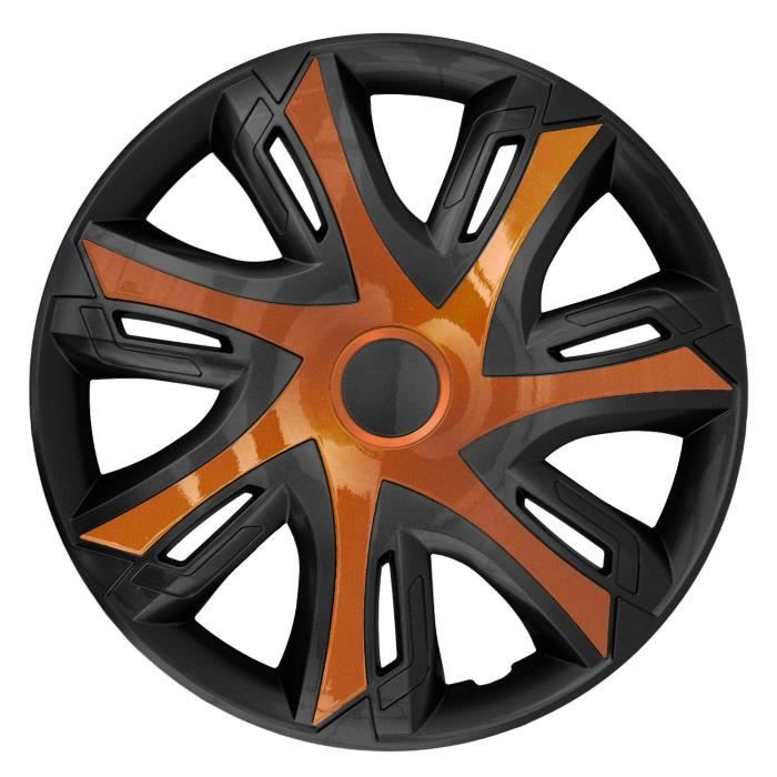Set de 4 enjoliveurs de roue NRM N-Power pour jantes en acier, bicolores cuivre/noir, 16\