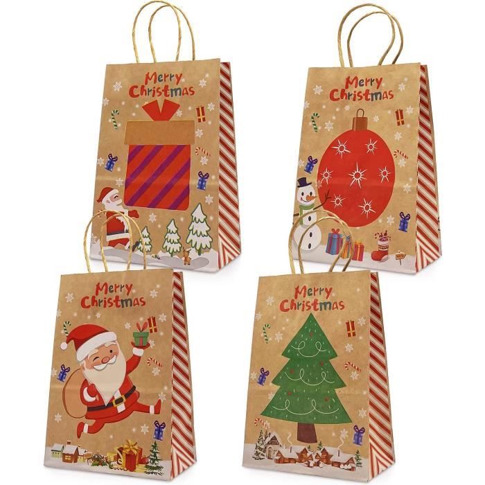 10 x Sacs cadeau Noël de 17 x 12,5 x 6 cm idéal petit cadeau de table,  sachet décoration pour offrir chocolat, gadget, (K) - Cdiscount Beaux-Arts  et Loisirs créatifs