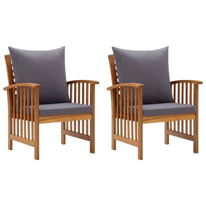 Hot -9547Lot de 2 Chaises de jardin Fauteuil de jardin - Chaises dextérieur Professionnel Bois dacacia massif