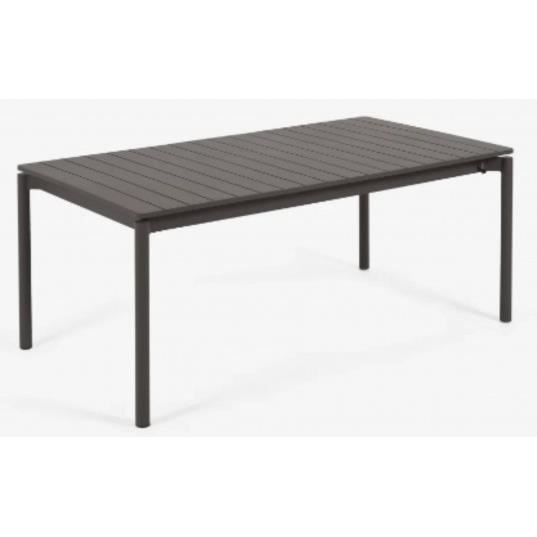 Table de jardin extérieure Zaltana - LF SALON - Aluminium noire - Extensible - 1 rallonge