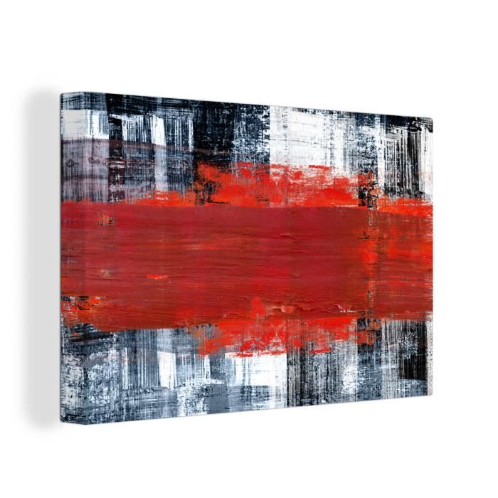 Tableau triptyque abstrait rouge beige • Peintures sur toile