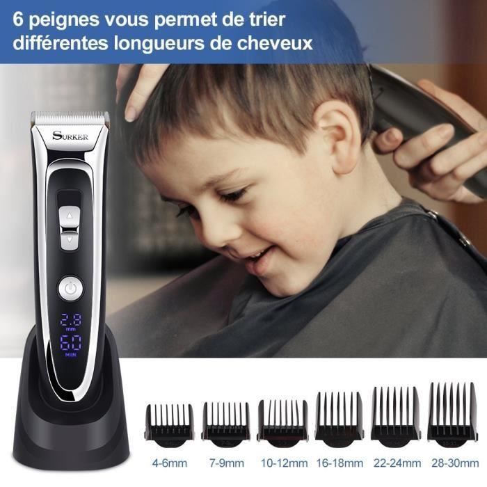 Tondeuse Cheveux Barbe Electrique Sans avec 7 embouts Écran LED de Rasage pour Enfants Adultes Salon professionne
