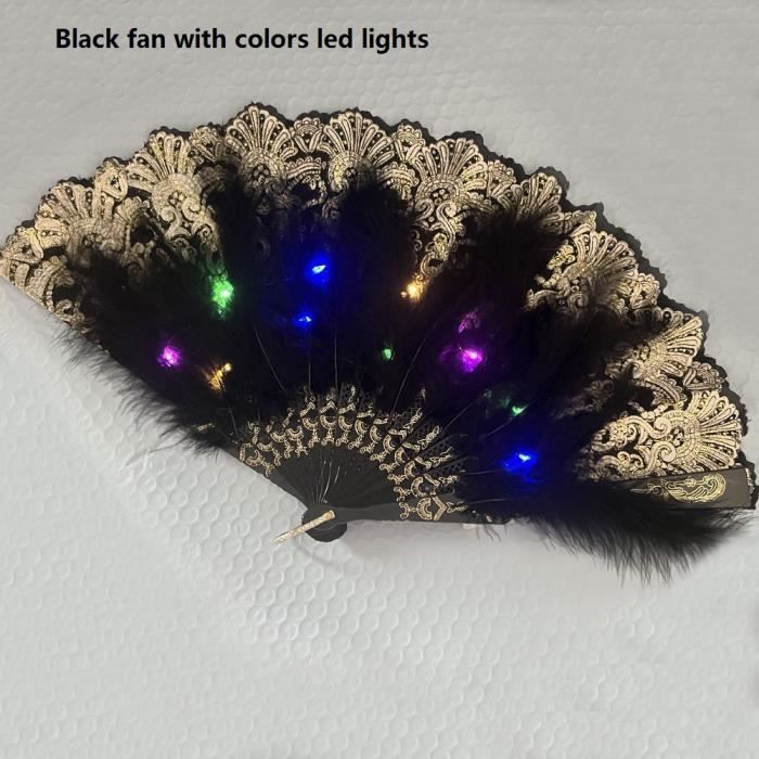 XBFOCNH 1 Pièces Éventail En Plumes, Éventail En Plumes Pliable De Style Vintage Des Années 1920 Éventail à Flapper Pour Costume Halloween Danse Fête