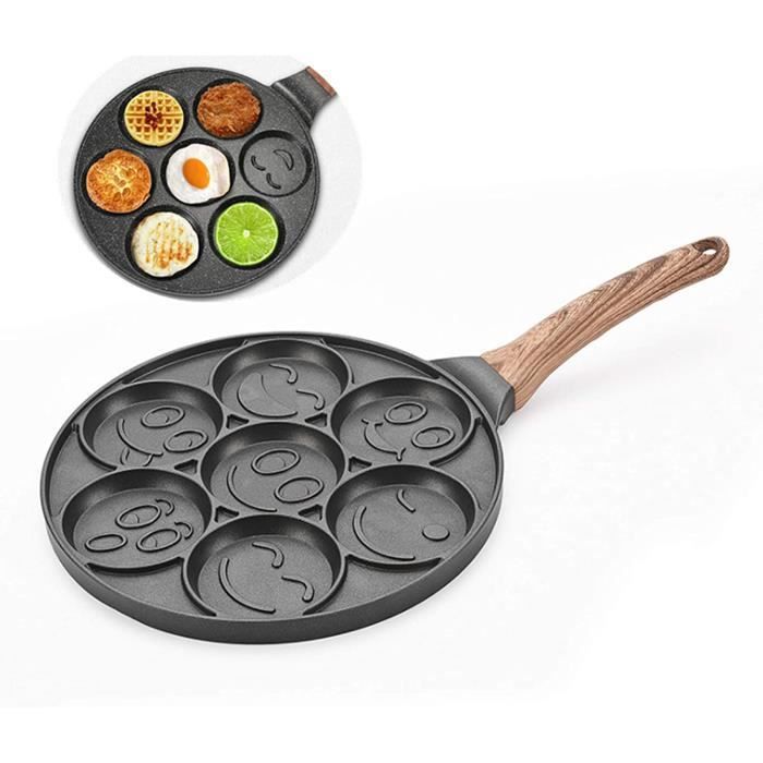 Smiley Faces Crepes Pancake Pan 26 Cm Anti Stick Safe Induction 7 Eggs