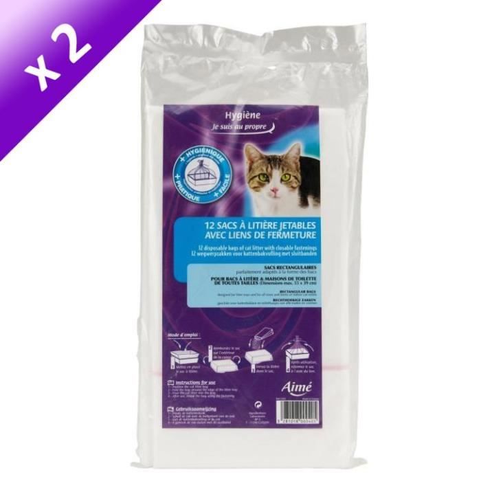 Sacs à Litière Pour Chat - Lot De 30 (XXL 114x45 Cm) - Avec Cordon De Serrage - Épais, Résistants Aux Griffes