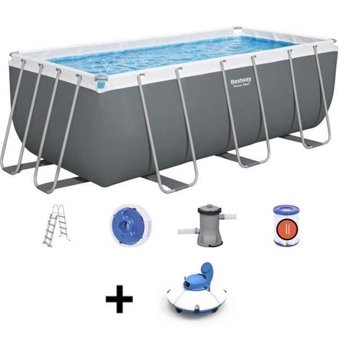 BESTWAY Piscine hors sol Power Steel™ 412 x 201 x 122 cm, filtre à cartouche, échelle, diffuseur + R