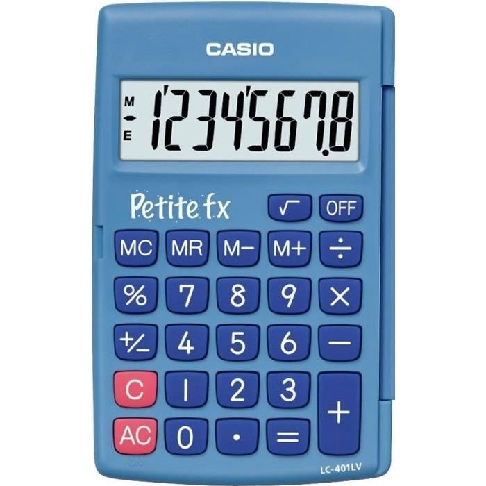 CASIO Petite FX bleue. Calculatrice adapté au primaire LC-401LV-BU.