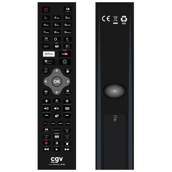 Télécommande de remplacement CGV FIDELIO Philips Pour téléviseurs Philips Sans programmation Prête à 'emploi