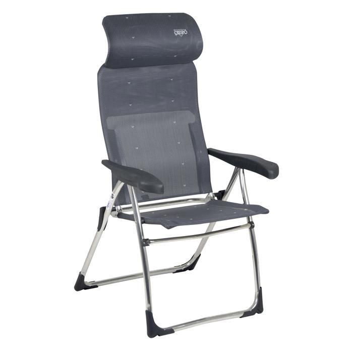 Chaise de jardin - Crespo - AL-215 Compact - Gris foncé - Appui-tête réglable - Dossier inclinable 7 positions