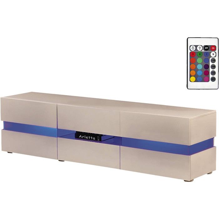 Meuble TV LED Vida - 177 x 39 x 45 cm - Blanc laqué