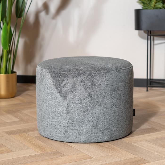 Pouf Industriel Myles - Bronx71 - Tissu Chiné Anthracite - 1 Place - Style Scandinave Moderne