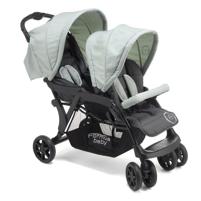 FORMULA BABY Poussette Tandem Vert Jade - À partir de 6 mois jusqu'à 22 kg