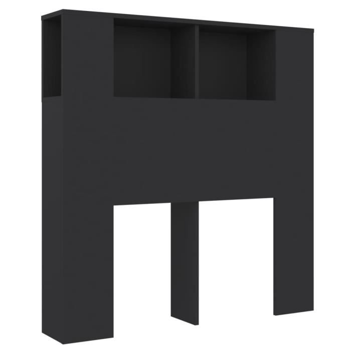 Armoire De Tête De Lit Noire – 100x18.5x104.5 Cm, Rangement, Neuve