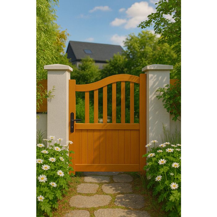 GD MENUISERIES Portillon Ajoure 1m En Bois Massif M&eacute;ranti &Eacute;paisseur 39mm