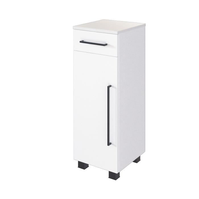 Armoire de salle de bain blanche Dusan avec 1 porte et 1 tiroir en aggloméré comportant une façade en MDF mat et des poignées n... Armoire de salle de bain blanche Dusan avec 1 porte et 1 tiroir en aggloméré comportant une façade en MDF mat et des poignées n...