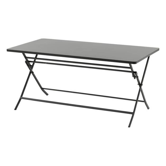 Table de jardin pliante rectangulaire Greensboro graphite 6 places en acier - Hespéride