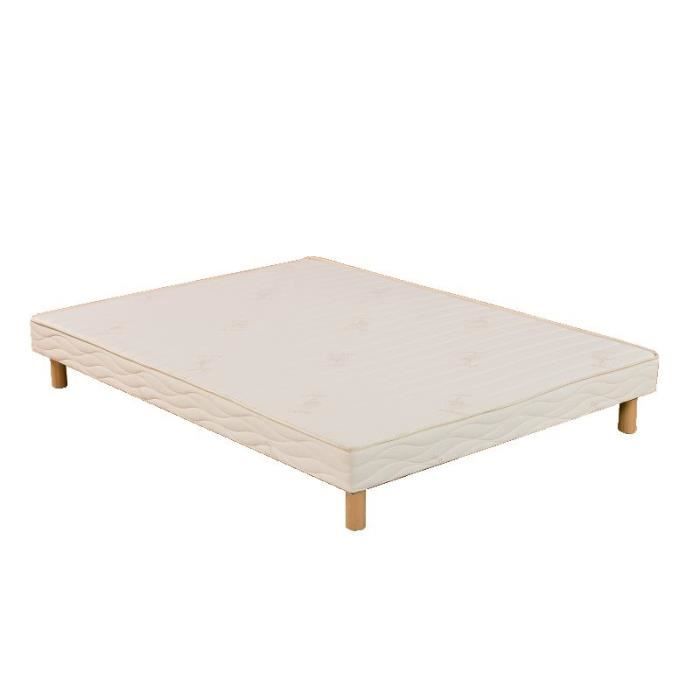 Sommier tapissier 26 lattes 90 x 200 - HEVEA SELECTION - Blanc - écru - Pieds inclus Sommier tapissier 26 lattes 90 x 200 - HEVEA SELECTION - Blanc - écru - Pieds inclus