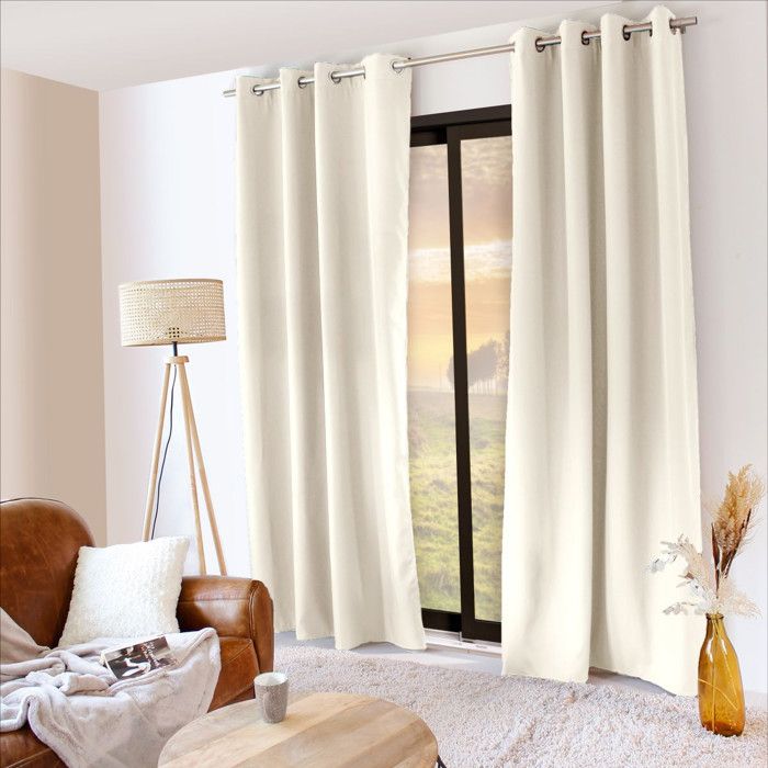 Rideau thermique en microfibre doublée Ecru 135x240 cm
