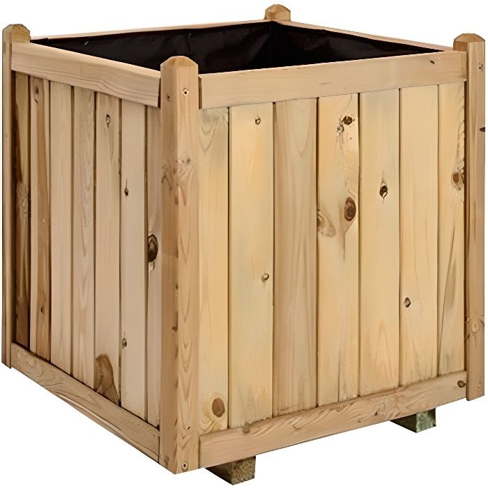 Bac à fleurs Carré LYS 60 - JARDIPOLYS - Bois - Beige - 138 L - Non percé