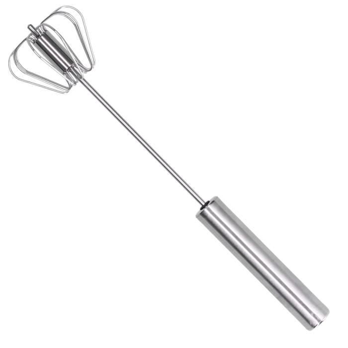 Batteur à œufs Semi-automatique Inox - 3 Tailles (S/M/L) - Pour Lait, Crème, Pâte - Ustensile Cuisine Pratique