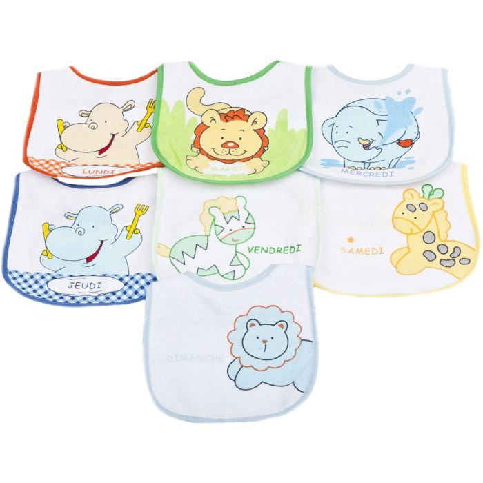 Lot De 7 Bavoirs Semainier Bebe Cdiscount Puericulture Eveil Bebe